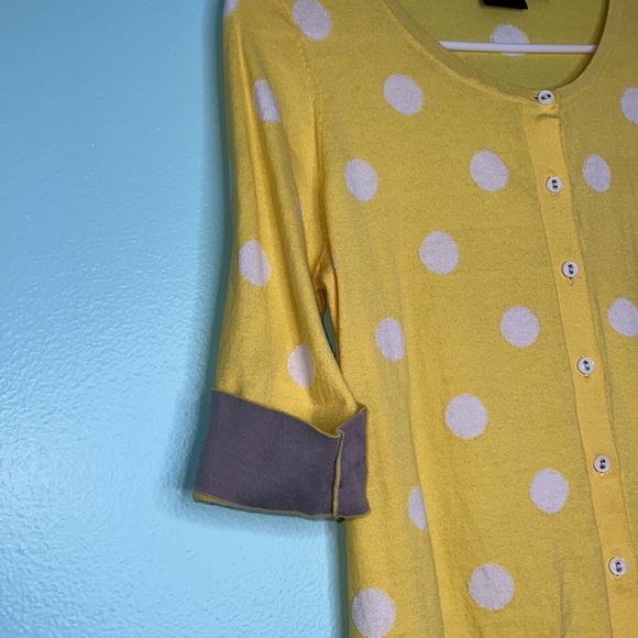 Polka Dot 3/4 Length Sleeves Light Weight Button Down Cardigan Sweater - Picture 4 of 6